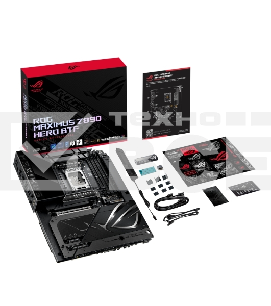 Материнская плата ASUS ROG MAXIMUS Z890 HERO BTF, LGA1851, Intel Z890, 4xDDR5, 4xSATA, 6xM.2, 1xPCIe 5.0 x16, 1xPCIe 4.0 x4, 1xPCIe x1, 1xHDMI, 2xUSB-C (Thunderbolt 4), 1xUSB-C 3.2 Gen 2, 4xUSB-A 3.2 Gen 2, 4xUSB-A 3.2 Gen 1, 2x2.5Gb LAN, Wi-Fi 7, Bluetoo