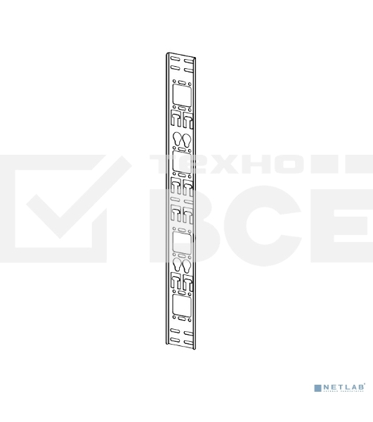 Вертикальный кабельный органайзер ЦМО в шкаф, ширина 75 мм 36U, черный (ВКО-М-36.75-9005)