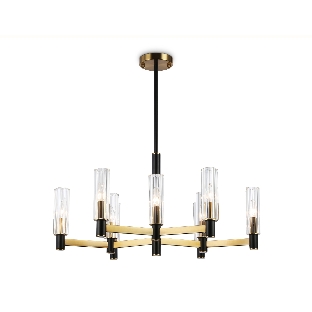 Люстра Ambrella light LH55513/9 BK/BS/CL черный/латунь/прозрачный E14*9 max 40W D760*760