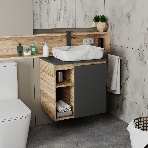 Тумба Bau Dream Blackwood 60 правая, графит, раковина BAU Hotel 51х39, мрамор, смеситель для раковины высокий Hotel Black, черный, фото2