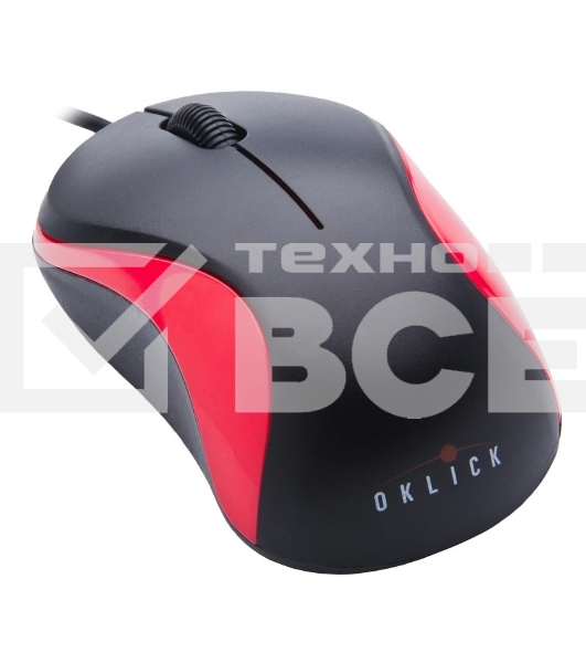 Мышь проводная Oklick 115S черный/красный, 1200 dpi, USB, кнопки - 3