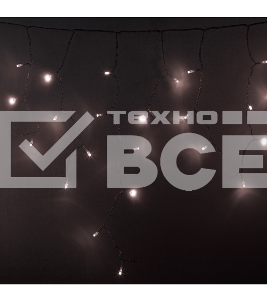 Гирлянда Айсикл (бахрома) светодиодный, 4,8 х 0,6 м, прозрачный провод, диоды ТЕПЛЫЙ БЕЛЫЙ,  176 LED