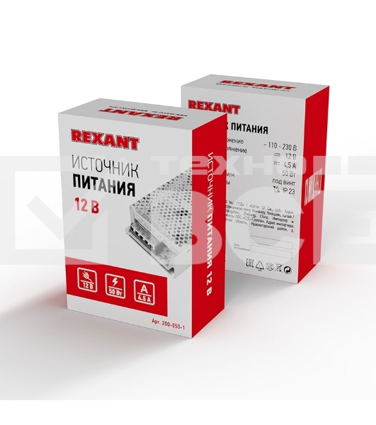Источник питания 220 V AC/12 V DC 4,5 A 50 W с разъемами под винт, без влагозащиты (IP23)