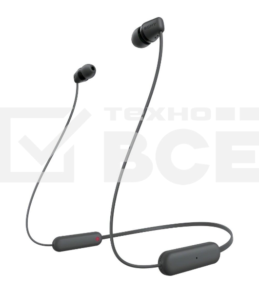 Гарнитура вкладыши Sony WI-C100 черный беспроводные bluetooth шейный обод