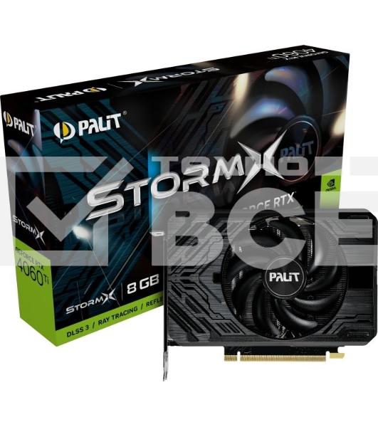 Видеокарта Palit RTX4060TI STORMX NVIDIA GeForce RTX 4060TI 8192Mb PCI-E 4.0 128 GDDR6 2535/9000 HDMIx1 DPx3 HDCP Ret