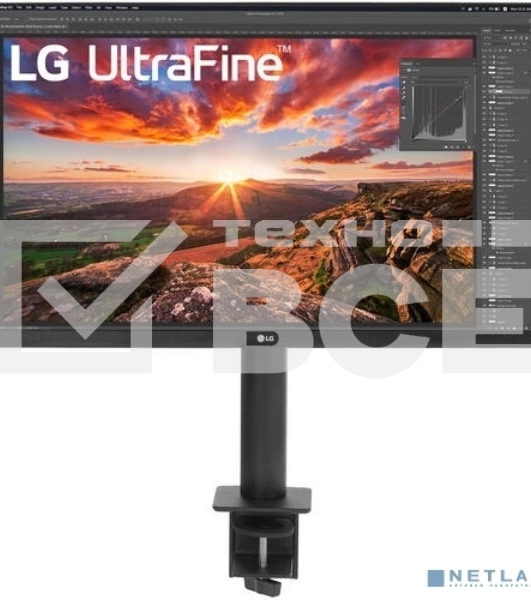 Монитор 27' LG 27UN880-B IPS 3840x2160, 60 Гц, 5 мс, 16:9, 350 кд/м², 2×HDMI 2.0, DP 1.4, USB-C (60 Вт PD), USB Hub, 3.5 Jack, динамики (2×5 Вт), HDR10, FreeSync, черный