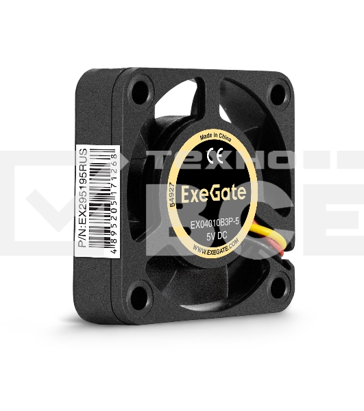 Вентилятор для корпуса ExeGate EX04010SB2P-5 черный, 40 мм, 5500 об/мин, 26 дБ, 3 pin
