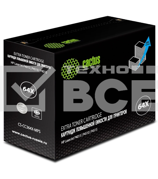 Картридж лазерный Cactus CS-CC364X-MPS черный (30000стр.) для HP LJ P4015/P4515