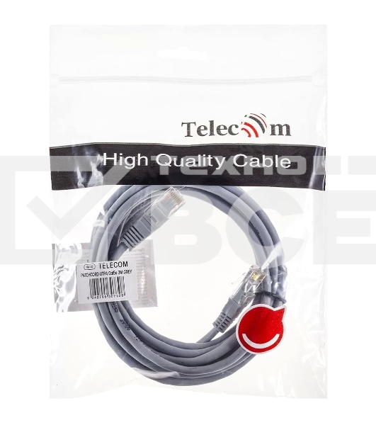 Патч-корд 3м 'Telecom' UTP кат.5еRJ45,литой, серый, NA102--3M