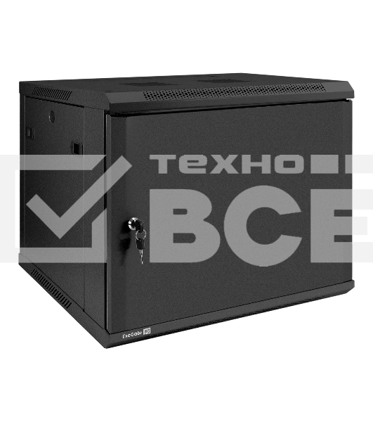 Шкаф телекоммуникационный 19' настенный 9U ExeGate EC-WM-9U.450.M.BLACK (19', 9U, 600x450x500 мм (ШхГхВ), передняя дверь металл, съемные боковые панели, пыле- и влагозащита IP23, черный RAL 9004)