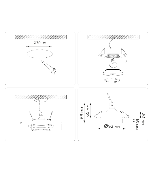 Светильник Ambrella light TN30708 BK черный GU5.3 D92*36