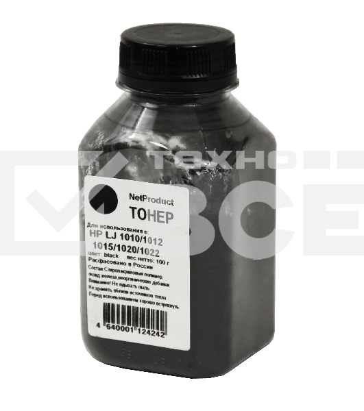 Тонер для HP LJ 1010/1012/1015/1020/1022 (NetProduct) черный, 100 г, банка