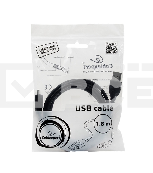 Кабель Gembird PRO CCP-USB2-AM5P-6 USB 2.0 кабель для соед. 1.8м  А-miniB (5 pin)  позол.конт., пакет 