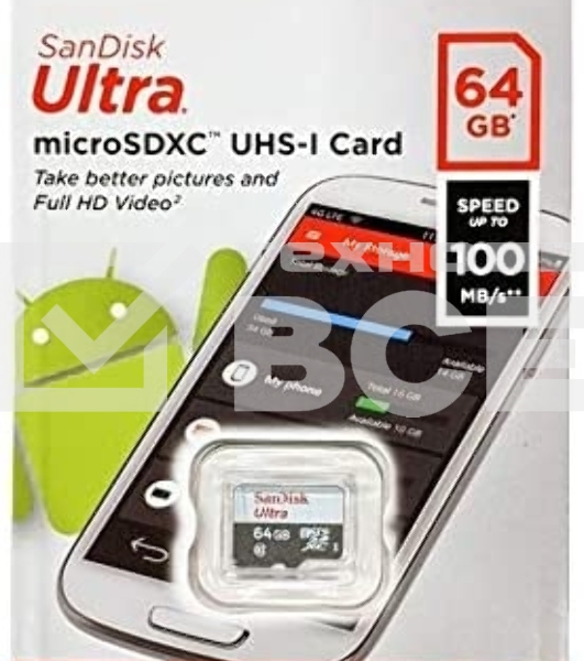 Флеш карта microSD 64GB SanDisk microSDXC Class 10 Ultra UHS-I 100MB/s