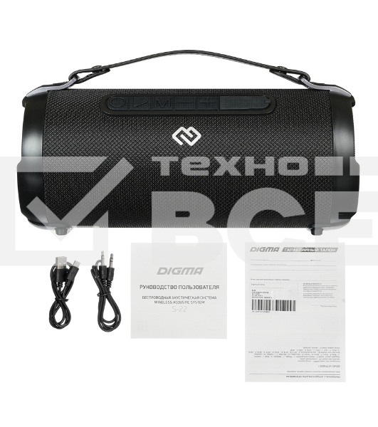 Колонка портатитвная Digma S-22 черный 15W 1.0 BT 1500mAh (SP2215B)