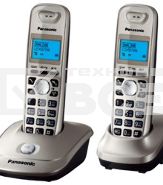 Телефон беспроводной (DECT) Panasonic KX-TG2512RUN (платиновый) {Доп трубка в комплекте,АОН, Caller ID,спикерфон на трубке,полифония}