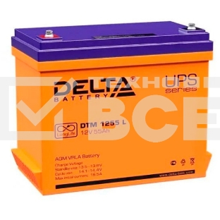 Аккумуляторная батарея Delta DTM 1255 L напряжение 12В, емкость 55Ач (239x132x210mm)
