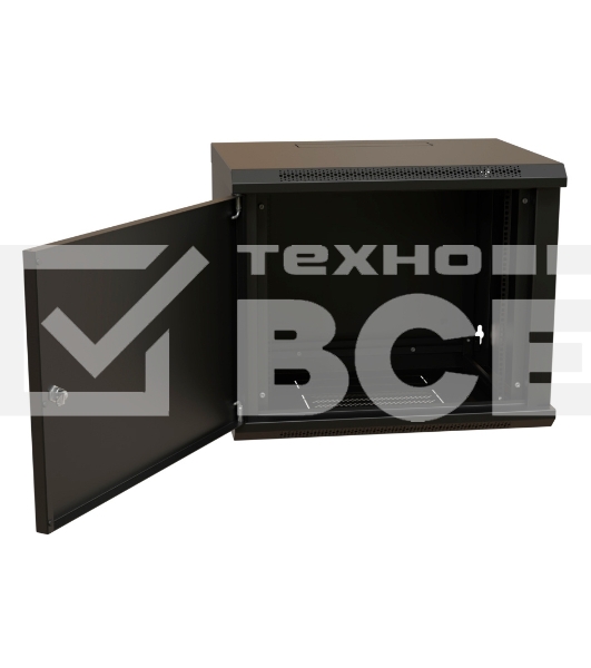 Шкаф коммутационный WRline (WR-TW-1566-SR-RAL9004) настенный 15U 600x600мм пер.дв.металл 2 бок.пан. 60кг черный 520мм 775мм IP20 сталь