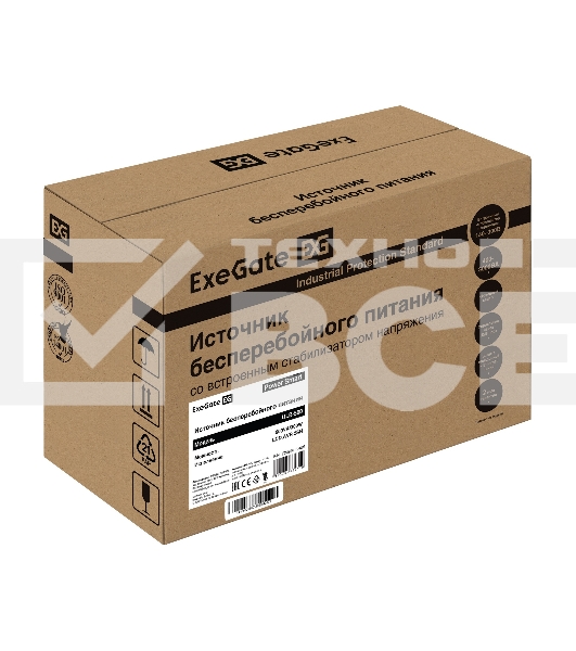 Источник бесперебойного питания ExeGate Power Smart ULB-500.LCD.AVR.2SH <500VA/300W, LCD, AVR, 2*Schuko, металлический корпус, Black>