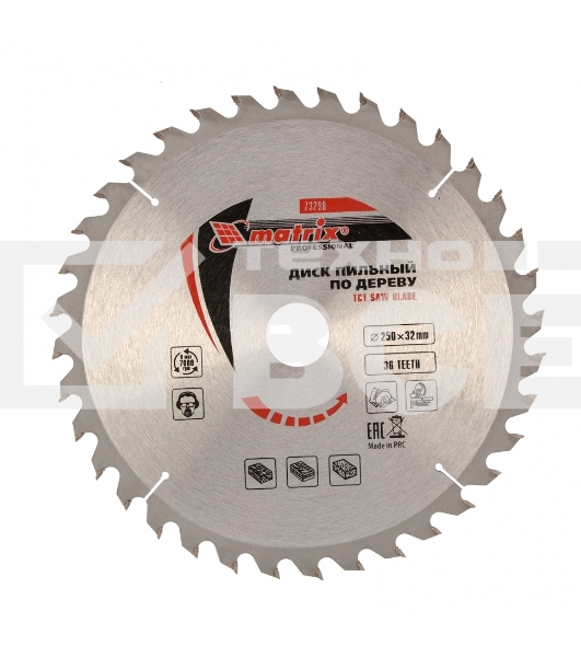 Пильный диск по дереву Matrix, ф250 х 32 мм, 36 зубьев + кольцо 32/30