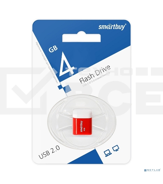 Флеш диск Smartbuy USB Drive 4Gb LARA Red (SB4GBLara-R)