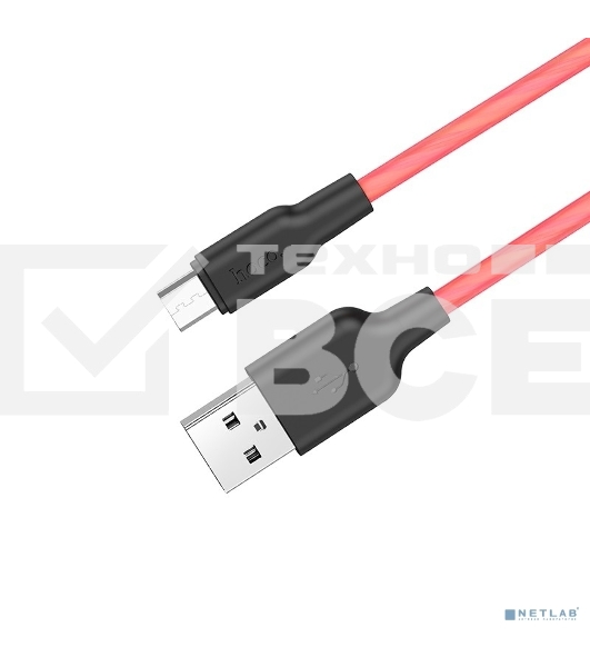Кабель USB Micro/HOCO HC-71396 X21/1m/2A/Силикон/Black&Red