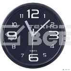 Настенные часы Perfeo 'PF-WC-001', круглые д. 20 см, черный корпус/черный циферблат, фото 1