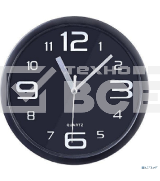 Настенные часы Perfeo 'PF-WC-001', круглые д. 20 см, черный корпус/черный циферблат