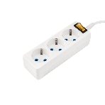 Удлинитель 3 гнезда 3 м, 3х0,75 мм², с/з, с кнопкой PREMIUM белый PROconnect, фото 1