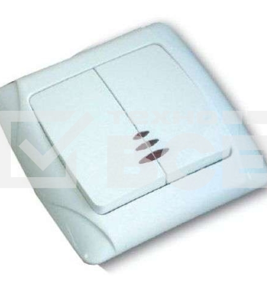 Выключатель 2-кл. СП Маргарита 10А IP20 с индик. бел. Universal М0123