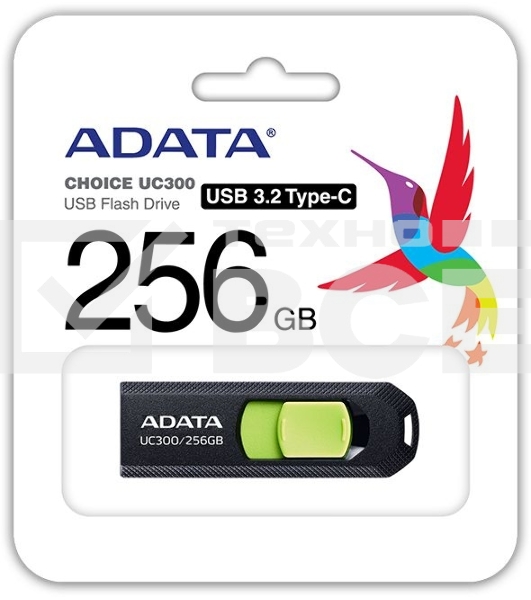 Флеш диск A-Data 256Gb UC300 ACHO-UC300-256G-RBK/GN USB3.2 зеленый