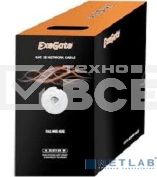 Кабель Exegate EX186134RUS UTP 4 пары кат.6 Exegate CCA, 305м pullbox, серый