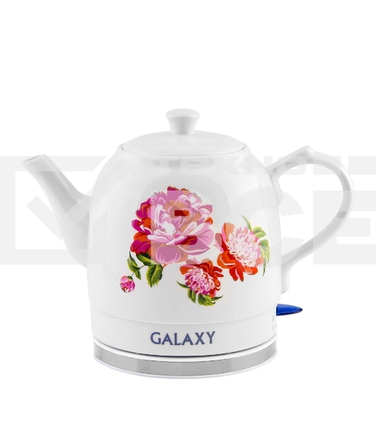 Чайник электрический Galaxy Line GL 0503, белый, керамический корпус, 1400 Вт, 1,4 л, индикатор работы, указатель максимального уровня воды