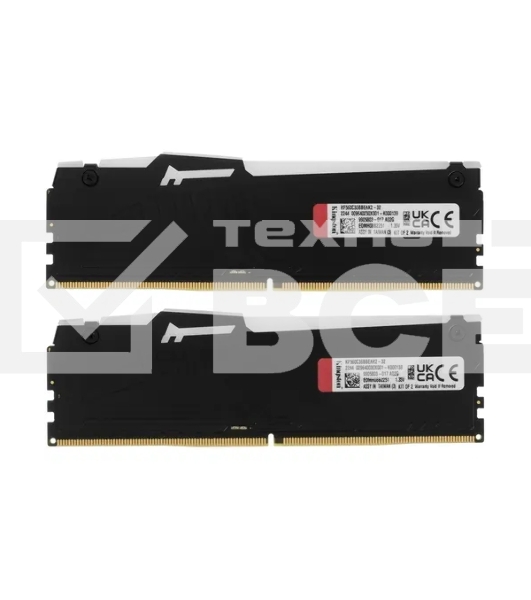 Оперативная память Kingston Fury Beast, DDR5, 32GB (2x16GB), 6000MHz, CL36, с радиаторами, RGB, черный