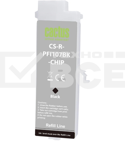 Картридж перезаправляемый струйный Cactus CS-R-PFI107BK-CHIP (260мл) для Canon imageProGRAF iPF670/680/685/770/780/785 с чипом