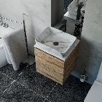 Тумба Bau Dream Blackwood 50 с дверцей, раковина BAU Hotel 51х39, мрамор, смеситель для раковины высокий Hotel Black, черный, выпуск клик клак, черный, фото3