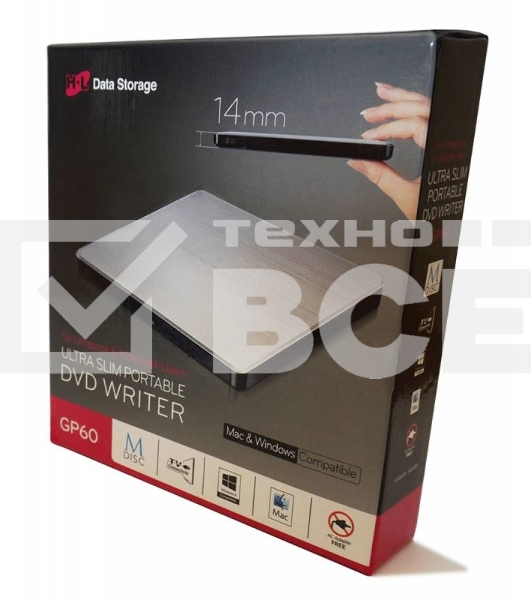 Внешний Привод DVD-RW LG GP60NS60 серебристый USB ultra slim внешний RTL