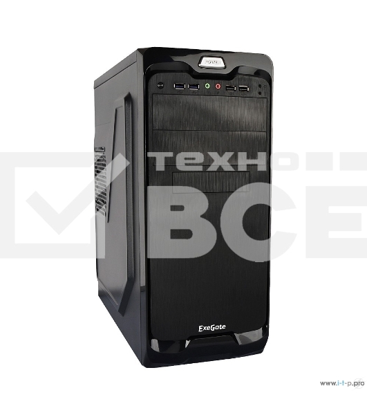 Компьютерный корпус Miditower Exegate UN-604 Black, ATX, <UN400, 120mm> 2*USB+2*USB3.0, Audio