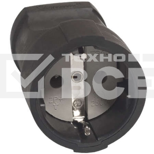 Штепсель с заземл. ПВХ-облив черный 16А 250В (еврослот) UNIVersal ОА1020