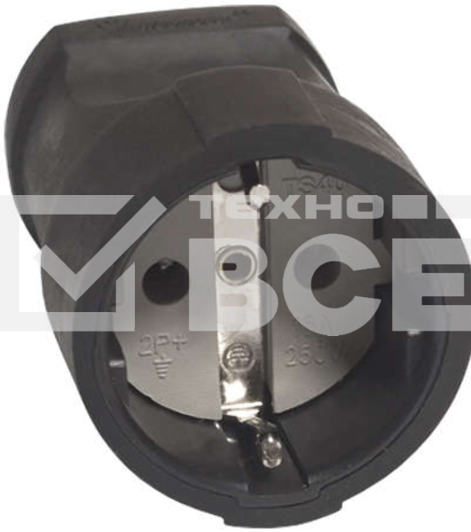 Штепсель с заземл. ПВХ-облив черный 16А 250В (еврослот) UNIVersal ОА1020