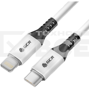 Кабель GCR 0.7m TypeC/Lightning MFI POWER DELIVERY 18 W, быстрая зарядка, белый, корпус белый, черный ПВХ, GCR-53185