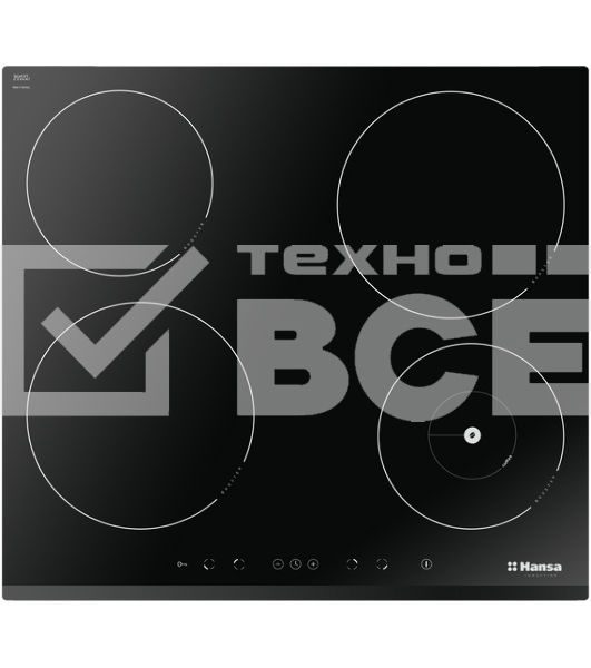 Индукционная варочная панель Hansa BHI68508, конфорок: 4 шт., стеклокерамика, независимая, черный