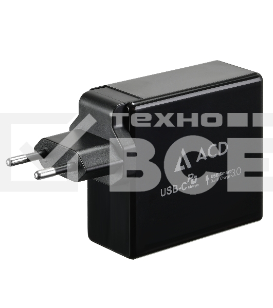 Сетевое зарядное устройство  ACD-P602W-V1B 60Вт, 2xUSB 1PD+1QC, 3.6~20В/3А RTL