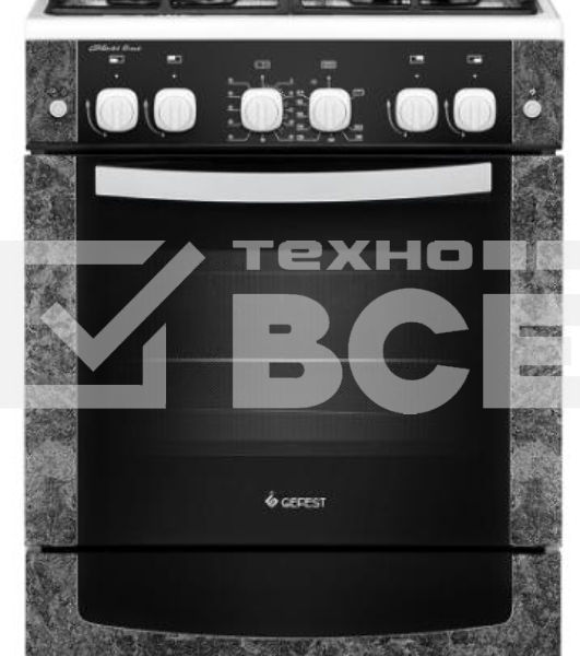 Плита газовая Gefest ПГ 6500-02 0313 черный, конфорок 4 шт, духовка 52 л, 60 см x 85 см x 60 см