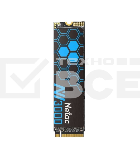 Накопитель SSD Netac NV3000, 500GB, PCIe 3.0 x4, M.2 2280, NVMe, R/W 3000/2100, с радиатором