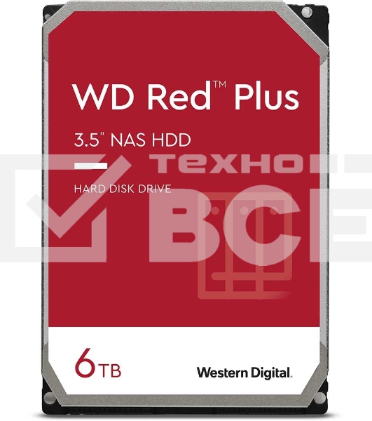 Жесткий диск WD Original SATA-III 6Tb WD60EFZX NAS Red Plus (5640rpm) 128Mb 3.5'