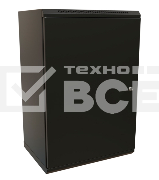 Шкаф коммутационный WRline (WR-TW-1845-SR-RAL9004) настенный 18U 600x450мм пер.дв.металл 2 бок.пан. 60кг черный 370мм 908мм IP20 сталь