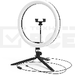 Светильник кольцевой 15W 800lm 3000-6500K 5V USB IP20 300*23мм черный дим пульт е LED, фото2