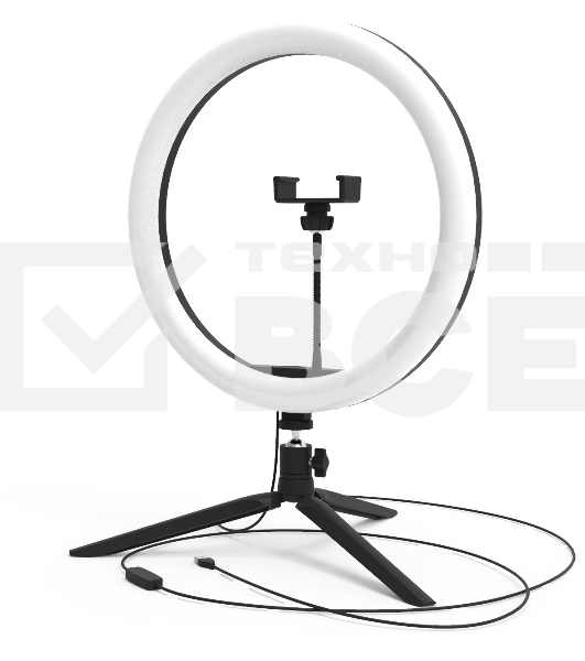 Светильник кольцевой 15W 800lm 3000-6500K 5V USB IP20 300*23мм черный дим пульт е LED