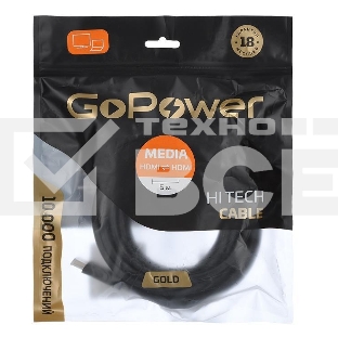 Кабель GOPOWER HDMI (M)-HDMI (M) 5.0M 00-00027310 BLACK